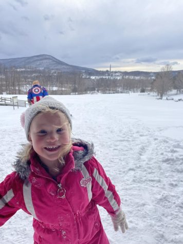 While visiting the United States from the United Kingdom, Jaycee McGinnis goes sledding for the first time this year after a snow storm hits Bennington, Vermont. 