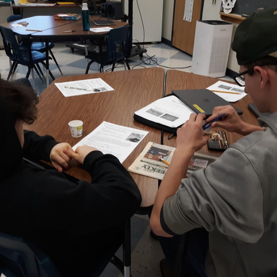 On Wednesday, May 4th, Jennifer DeBoiss Biology class worked on a natural selection simulation.  