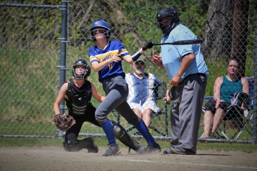 The Bucks Felicity Sulham drives a 2-2 offering over the fence in center field during the 5th inning Saturday.  Sulhams homerun made it 7-2 BMU.  The Bucks would go on to win by a score of 9-2.