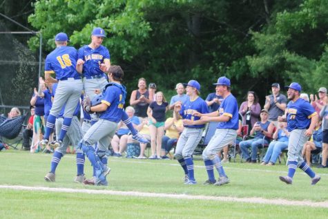 Blue Mountain Bucks celebrate their semi-final win over the Rivendell Raptors.  The Bucks will play for the Div. 4 championship on Friday night.