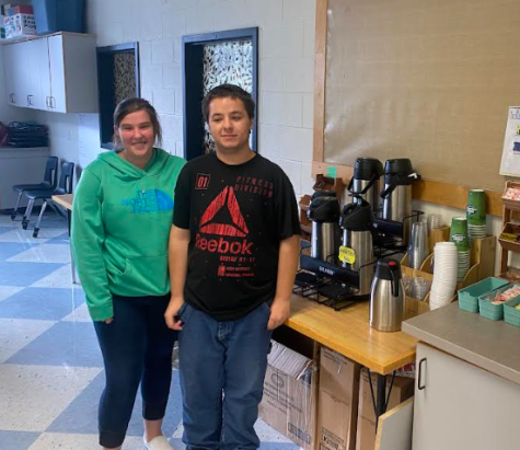 Dawntae Gelseichter and C.J. Fisher are getting ready to serve customers at BMUs Steaming Bucks Coffee. While Steaming Bucks started late last year, they have recently expanded to serve high school students on September 20th of 2022.