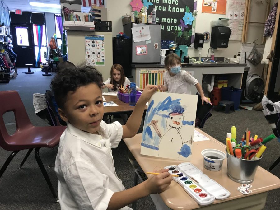 First grade paints its way into winter with festive crafts.