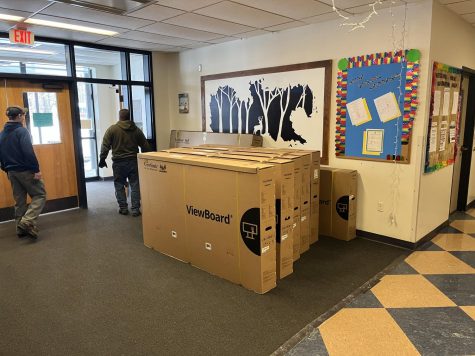 A shipment of touch screen boards arrived at BMU on Tuesday, January 24th. Teachers can not only write on these boards, but they can also connect their computers to them so they can project things in front of their students.