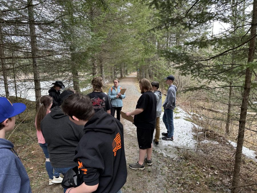 The BMU High School Biology Class went on a walk on the nature trail identifying species on Tuesday, April 11th. 