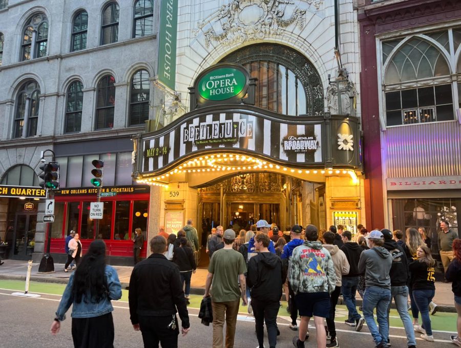 BMU students enter the Citizens Bank Opera House to see “Beetlejuice” the musical on Friday, May 5th, 2023. 