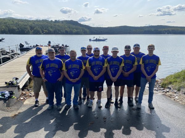 The Bucks Bass Fishing team is seen posing for a photo before their scrimmage on Lake Fairlee on Friday September 22nd.