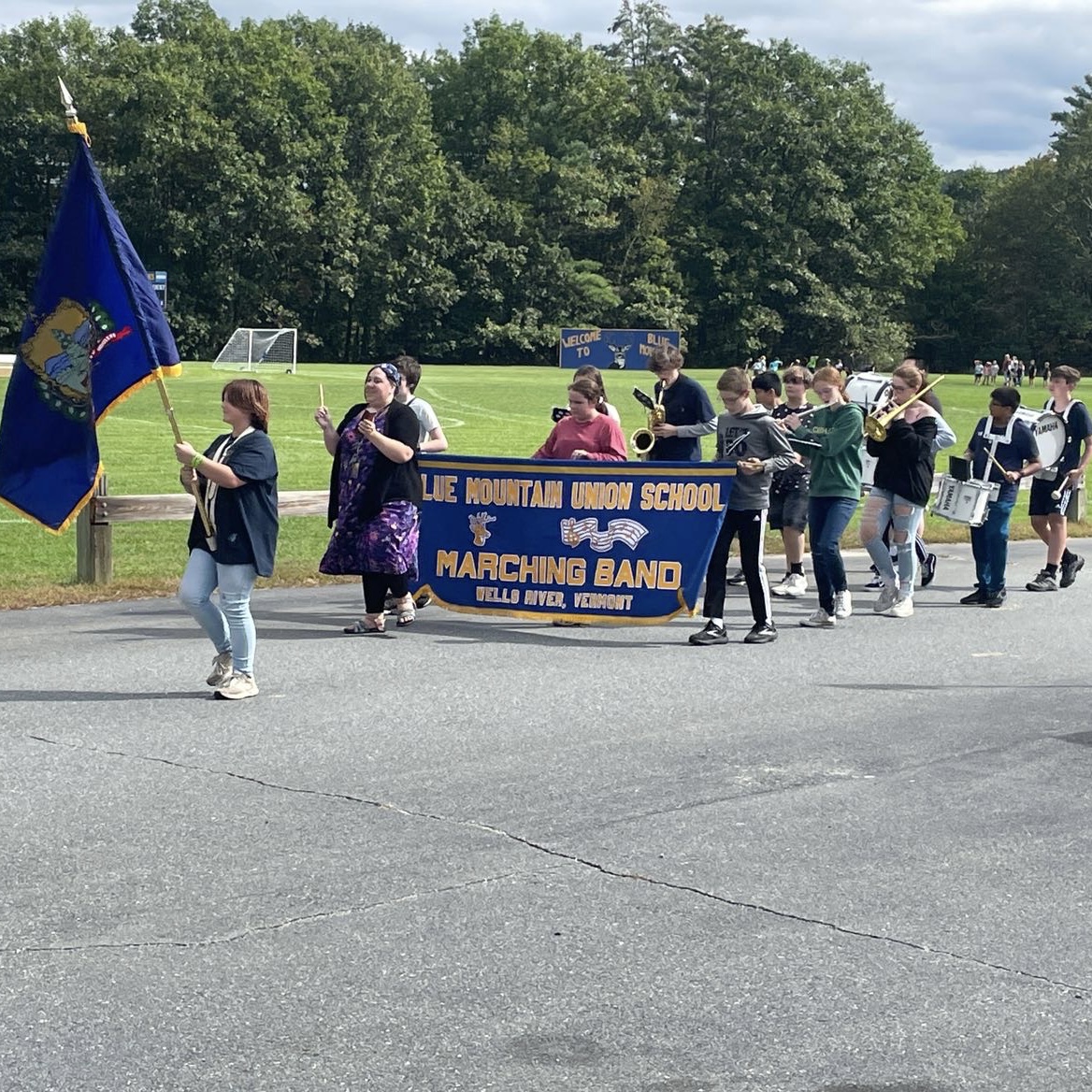The Blue Mountain marching band practicing on Wednesday September 20th, 2023. They are practicing for the Groton Fall Foliage Parade on October 7th.
