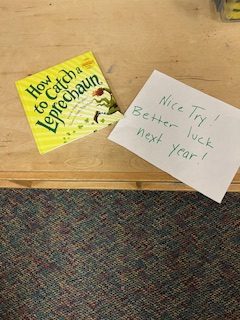 A note left by the leprechaun in the kindergarten classroom on March 15, 2024.