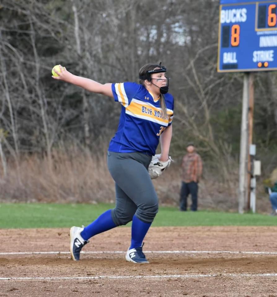 On Monday, April 29th, Kaylee Hamlett delivers a pitch on the Jerry Piper athletic field with a count of 0-2.