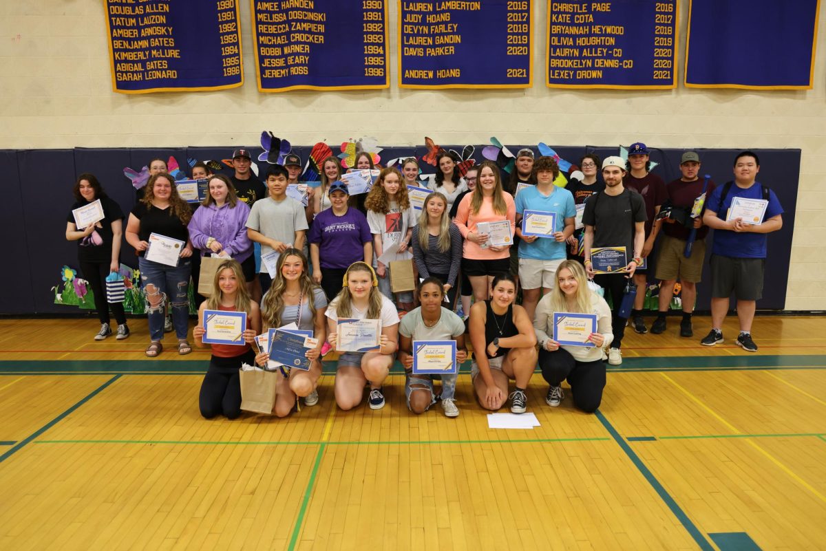 BMU high school award winners posing for a photo after the ceremony at Blue Mountain Union School, Thursday, June 6th.