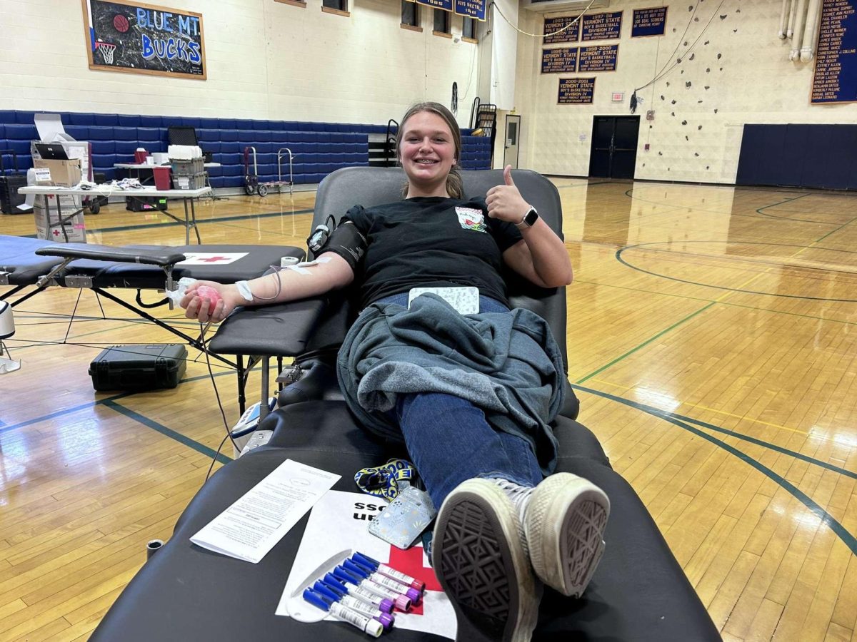 BMU senior Madisyn Christy donates blood at the student council blood drive on October 30, 2024. This is the first blood drive at the school since before COVID-19.