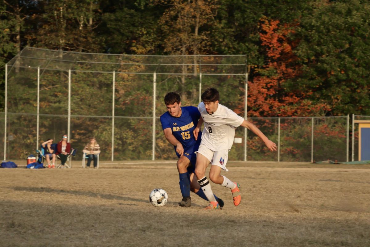 BMU junior, Colby Dailey fights for a ball on Monday September 22 2025 on the Ron Brown Athletic Field. Dailey is a left fullback leading the defense this year.    